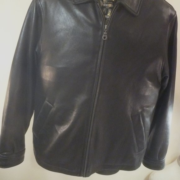 $$$ SOLD $$$ Tibor Men M Jacket OverCoat Zip Black Soft Leather Thermolite - Picture 3 of 16